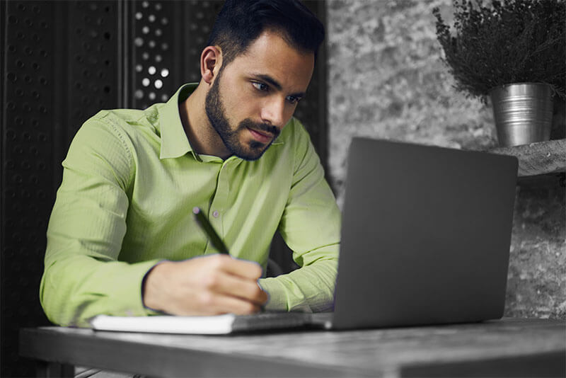 Man working at laptop